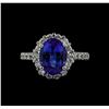 Image 2 : 3.01 ctw Tanzanite and Diamond Ring - 14KT White Gold