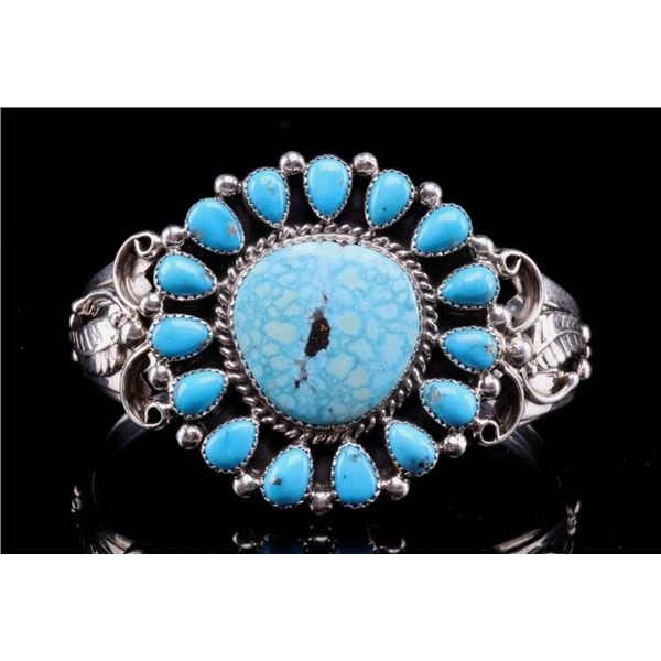 Navajo Lenora Begay Silver & Turquoise Bracelet