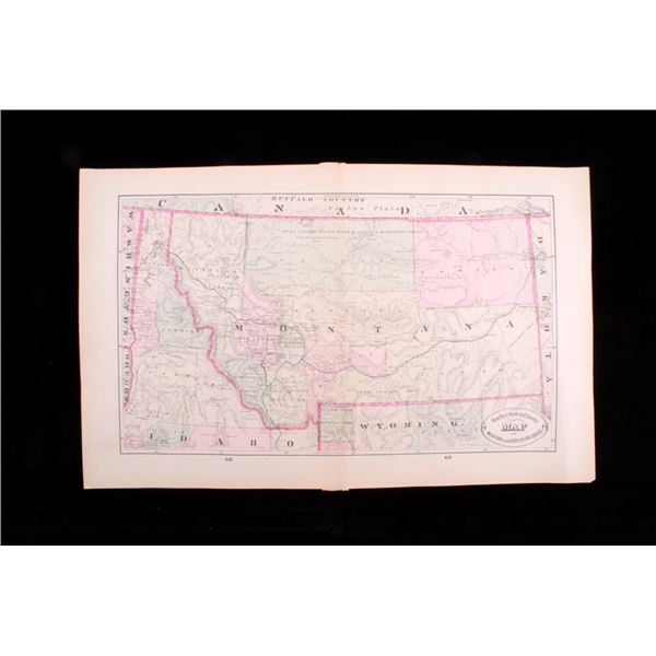 1882 New Rail Road & Cty. Map Of MT, ID, UT, WY