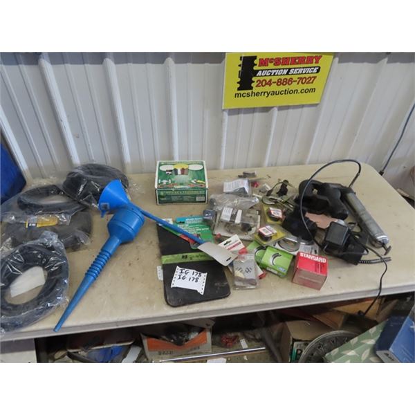 (IG) New Auto Parts - Gauges, Htich Lock, 96 Volt Greaser, 2 Batteries & Charger, Trailer Wiring, & 