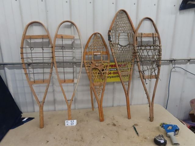 Set of Snowshoes in Metal ?? Display Rack (I Believe) & 3 Odd Snowshoes