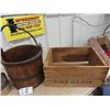 Image 2 : Wooden Bucket, Dynamite Crate, Crock Jug Display - Not Authentic