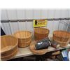 Image 1 : 5 Bushel Baskets ,Cheese Box Lid  & 4 Fake Pcs Firewood