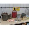 Image 1 : 2 Gas Cans - Kerosene Can, Galv Pail, & License Plates