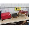 Image 1 : 3 Small Ottoman/ Foot Rests 1- Petite Point Top, 1 Has Storage