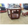 Image 4 : Set of 2 End Tables- Wood & Glass 1) 29" x 26" x 26" & 1) 20" x 22" x 28"