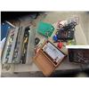 Image 1 : Metal Tool Box Full of Odds & Ends Tools, Diagnostic Tester, Water Level Indicator, Automotive,  Boo