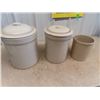 Image 3 : (LP) 3 Medalta Crocks 1) 3 Gal w Lid 1) 2 Gal w Ld 1) 1 Gal