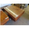 Image 6 : Teak 3 Pc Coffee & 2 End Tables- Coffee Table is 16"x 24" x 45", End Tables 18" x 30" x 20" All W Gl