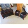 Image 1 : 3 Matching Upholstered Modern Chests/ Stools 1) 22" x 36" x 18" & 2) 16" x 14" x 14"