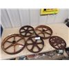 Image 1 : 4 Steel Wheels 2) 13.5" RD 2) 16" Rd & 1 ) 14" RD & Cast Base