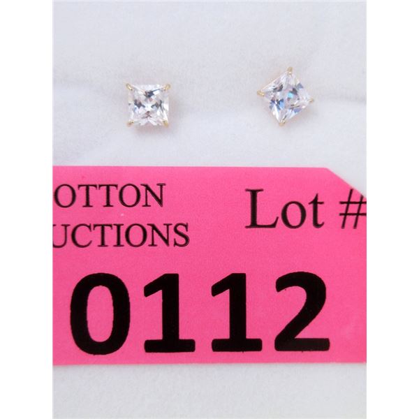 New 14 KT Yellow Gold Cubic Zirconia Earrings