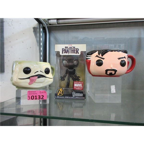 Funko Black Panther Bobble & 2 Mugs