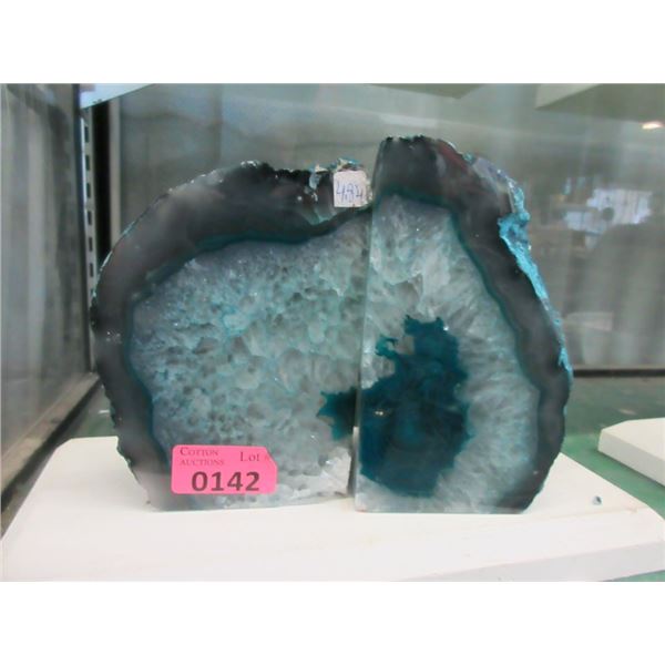 Large 4.8 KG Blue Brazilian Agate Bookend Set