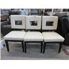 Image 1 : 3 Ivory Bonded Leather Side Chairs