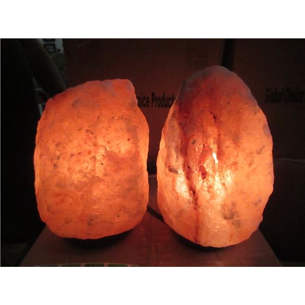 2 New Medium Himalayan Salt Lamp- with Bulb & Cord