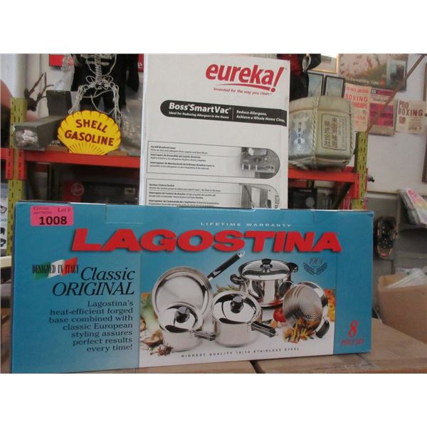 New Lagostina 8 Pc Stainless Steel Cookware Set