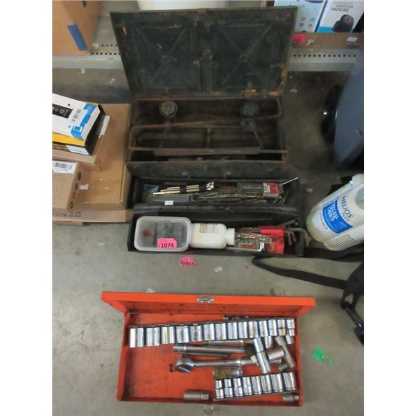 3 Small Metal Tool Boxes and Contents