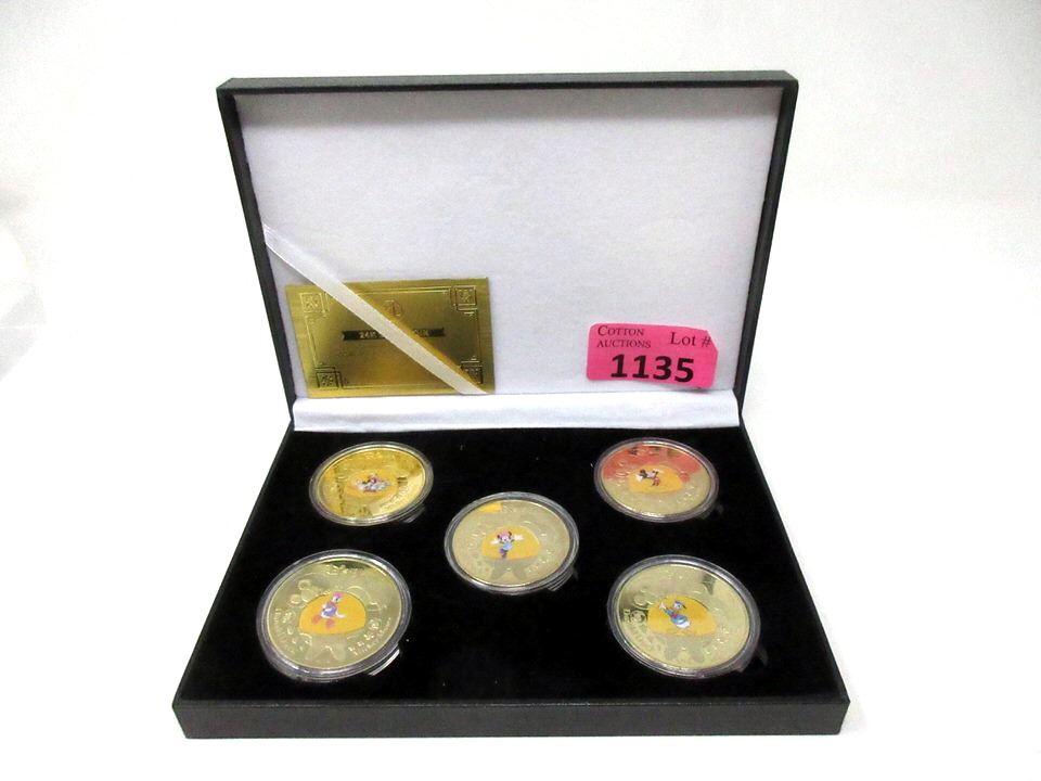 Disine Rounds Set of Five 24 KT Gold Plated Disney Rounds