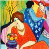 Image 2 : Itzchak Tarkay (1935-2012), One-of-a-Kind Acrylic Over Paint on Wood Panel, Hand Signed with Letter 