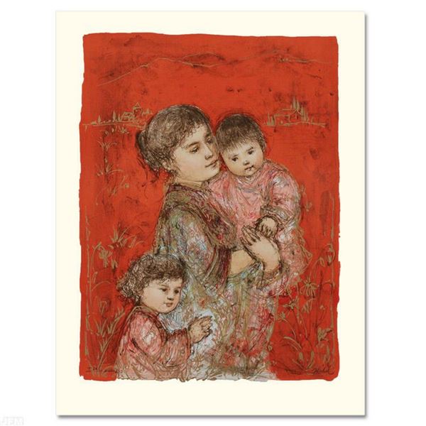  Lorelei and Children  Limited Edition Lithograph by Edna Hibel (1917-2014), Numbered and Hand Signe