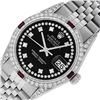 Image 2 : Rolex Mens SS Black String Diamond Lugs & Ruby Oyster Perpetaul Datejust