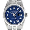 Image 1 : Rolex Mens Stainless Steel 36MM Blue Diamond Datejust Wristwatch