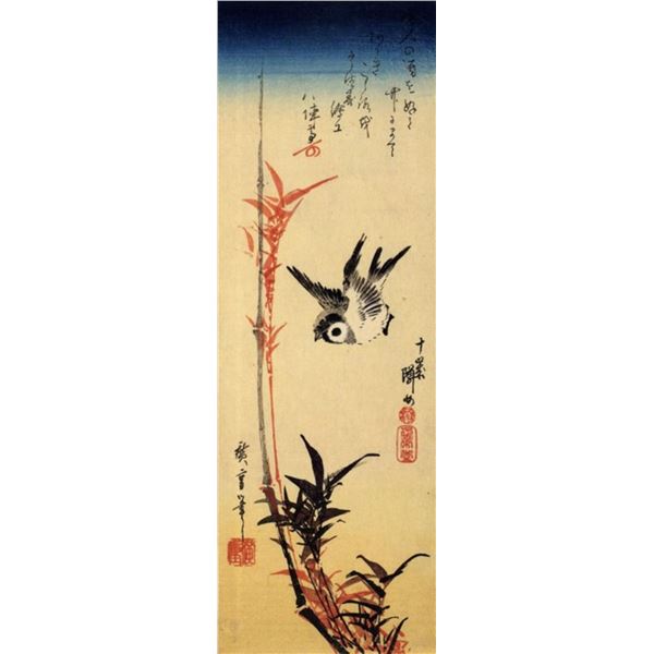 Hiroshige Sparrow and Bamboo