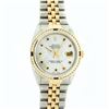 Image 2 : Rolex Mens 2 Tone MOP Sapphire Diamond Channel Set Datejust Wristwatch