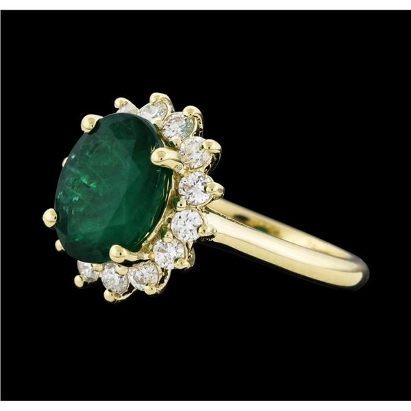 3.40 ctw Emerald and Diamond Ring - 14KT Yellow Gold