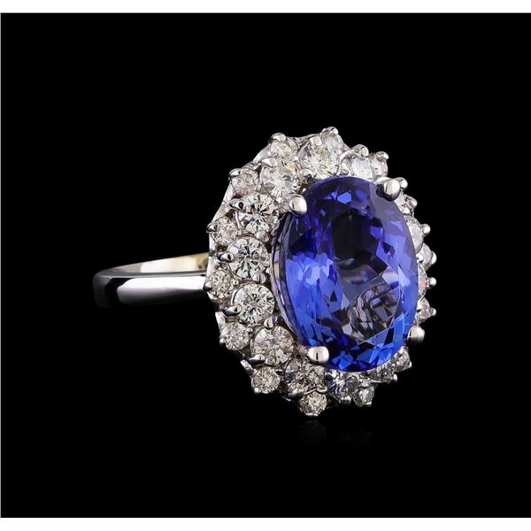 5.53 ctw Tanzanite and Diamond Ring - 14KT White Gold