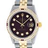 Image 1 : Rolex Mens 2 Tone Maroon & Ruby Channel Set Diamond Datejust Wristwatch