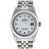 Image 2 : Rolex Mens Stainless Steel Mother Of Pearl Diamond & Sapphire Datejust Wristwatc