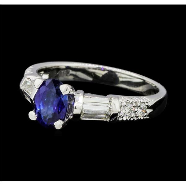 1.00 ctw Sapphire and Diamond Ring - 18KT White Gold