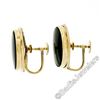 Image 3 : Vintage 14kt Yellow Gold Bezel Set Oval Black Onyx Button Screw-On Earrings