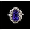 Image 2 : 14KT White Gold 4.71 ctw Tanzanite and Diamond Ring