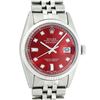 Image 1 : Rolex Mens Stainless Red Diamond 36MM Datejust Oyster Perpetual Wristwatch