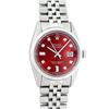 Image 2 : Rolex Mens Stainless Red Diamond 36MM Datejust Oyster Perpetual Wristwatch