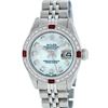 Image 2 : Rolex Ladies Stainless Steel Blue MOP Diamond & Ruby 26MM Datejust Wristwatch