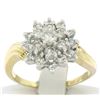 Image 1 : 14k Solid Two Tone Gold Wavy Shank Round 1.10 ctw FIERY Diamond Cluster Ring