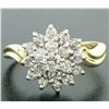 Image 2 : 14k Solid Two Tone Gold Wavy Shank Round 1.10 ctw FIERY Diamond Cluster Ring