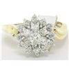 Image 3 : 14k Solid Two Tone Gold Wavy Shank Round 1.10 ctw FIERY Diamond Cluster Ring