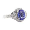 2.88 ctw Tanzanite and Diamond Ring - 14KT White Gold