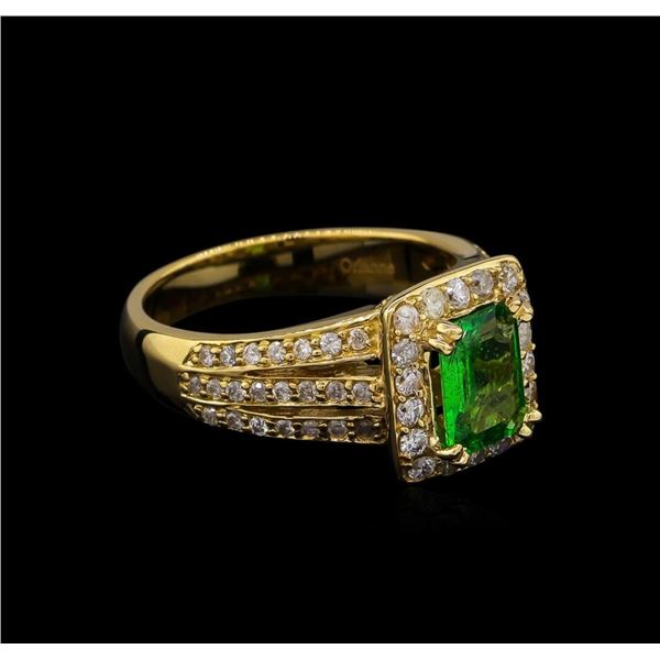 1.22 ctw Tsavorite and Diamond Ring - 14KT Yellow Gold