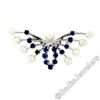 Image 1 : Estate 10kt White Gold 1.00 ctw Sapphire & Pearl Open Butterfly Brooch or Pendan