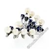 Image 3 : Estate 10kt White Gold 1.00 ctw Sapphire & Pearl Open Butterfly Brooch or Pendan