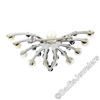 Image 5 : Estate 10kt White Gold 1.00 ctw Sapphire & Pearl Open Butterfly Brooch or Pendan
