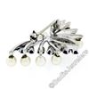 Image 6 : Estate 10kt White Gold 1.00 ctw Sapphire & Pearl Open Butterfly Brooch or Pendan