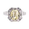 Image 2 : 3.19 ctw Yellow Topaz And Diamond Ring - 18KT White Gold