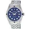 Rolex Mens Stainless Steel Blue Diamond & Sapphire Oyster Perpetual Datejust Wri